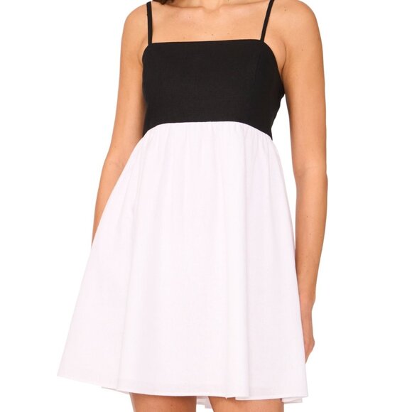 1.STATE Colorblocked Empire-Waist Mini Dress – NWT – XS – Black/White - Picture 1 of 3